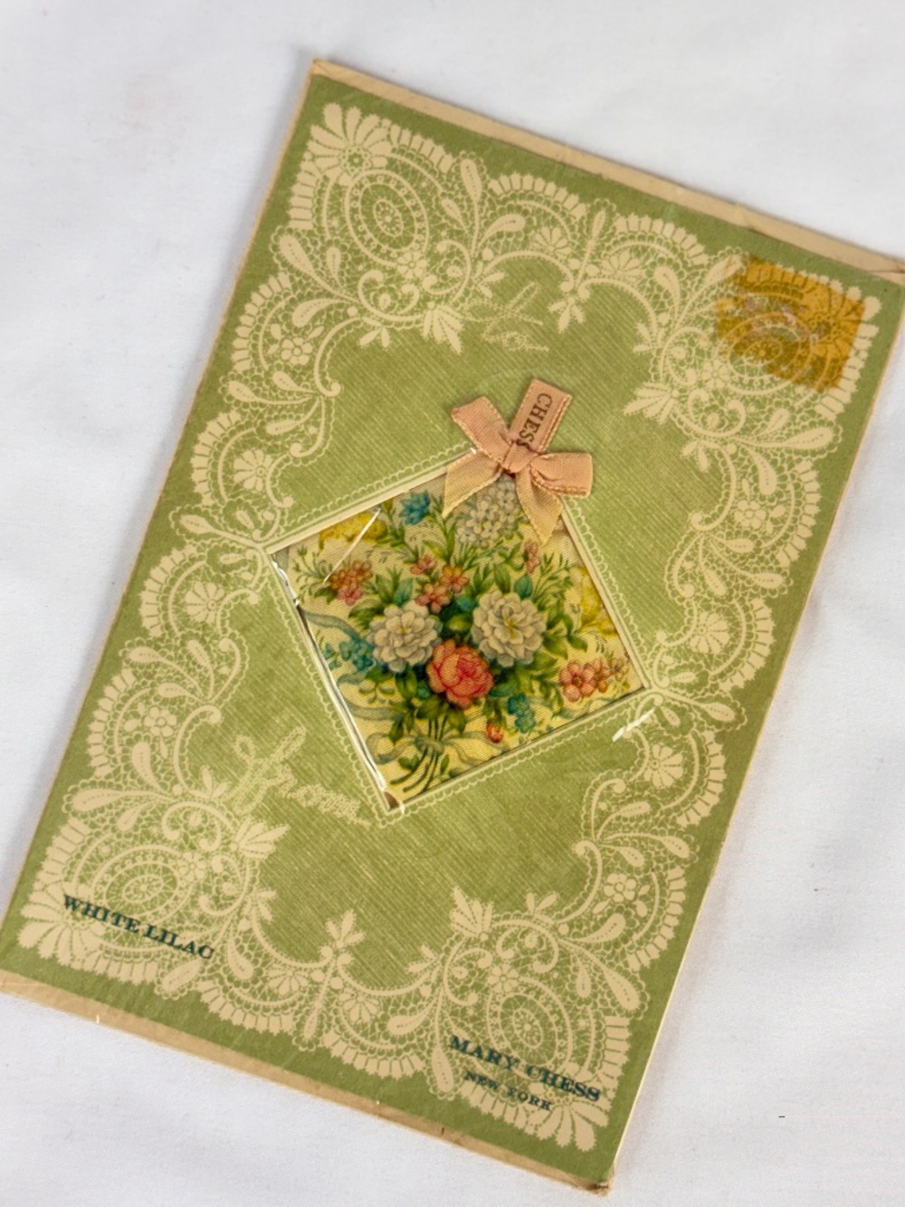 Vintage 1950 Mary Chess White Lilac Stationary Sachet Packet Gift Card Sealed